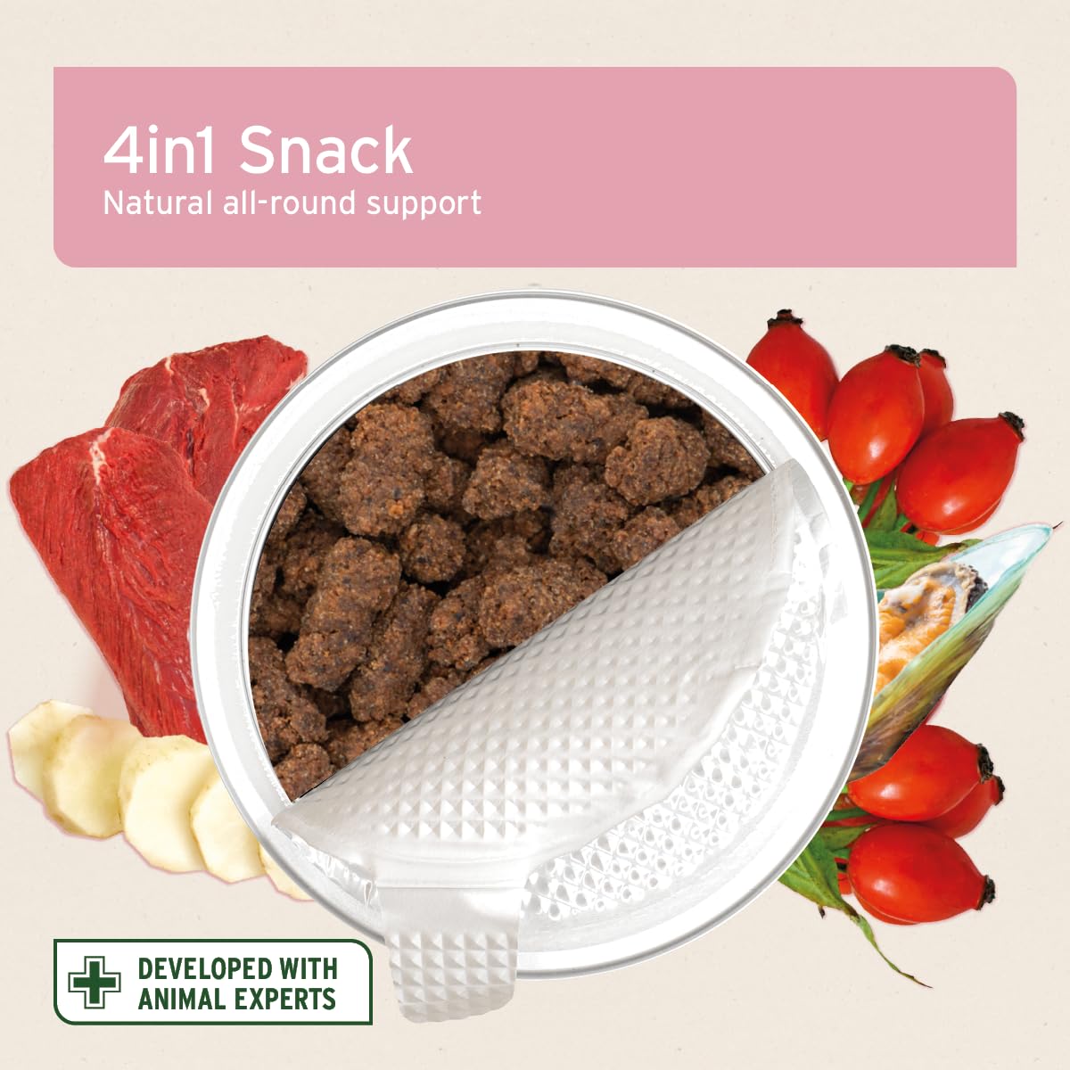AniForte 4in1 Snack for Dogs 300 g - Natural Dog Treats for all-round support - joints, immune system, digestion, coat & skin, extra high meat content, grain-free