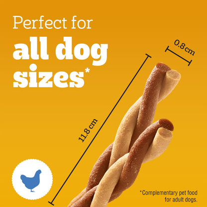 Pedigree Rodeo 84 Sticks, Dog Treats with Chicken - no artificial Colours or Flavours providing tasty Nutrients, Vitamins, Minerals and Omega 3, Pack of 12 (12 x 7)