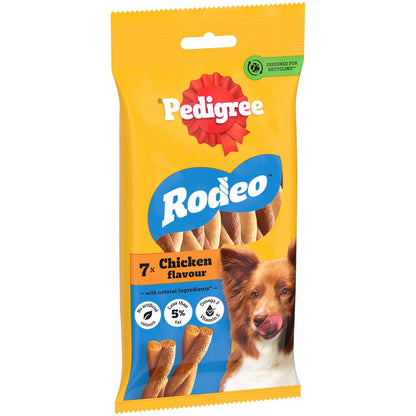 Pedigree Rodeo 84 Sticks, Dog Treats with Chicken - no artificial Colours or Flavours providing tasty Nutrients, Vitamins, Minerals and Omega 3, Pack of 12 (12 x 7)