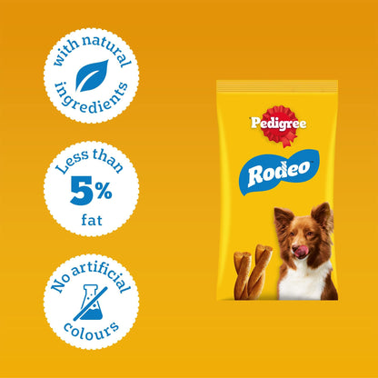 Pedigree Rodeo 84 Sticks, Dog Treats with Chicken - no artificial Colours or Flavours providing tasty Nutrients, Vitamins, Minerals and Omega 3, Pack of 12 (12 x 7)