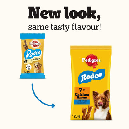 Pedigree Rodeo 84 Sticks, Dog Treats with Chicken - no artificial Colours or Flavours providing tasty Nutrients, Vitamins, Minerals and Omega 3, Pack of 12 (12 x 7)