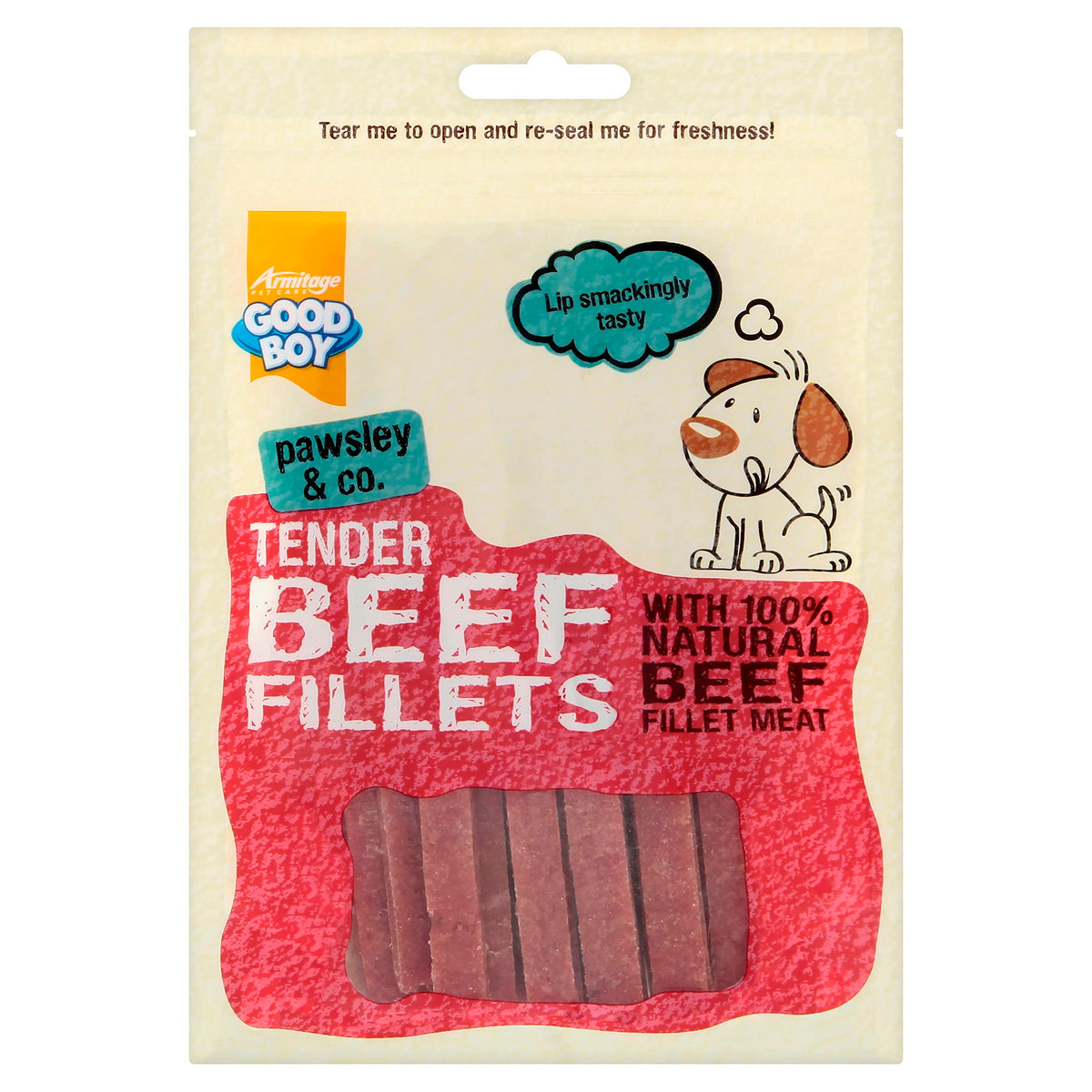 Good Boy - Tender Beef Fillets - Dog Treats - Made with 100% Natural Beef - 90 g ℮ - No Artificial Flavouring - Case of 10